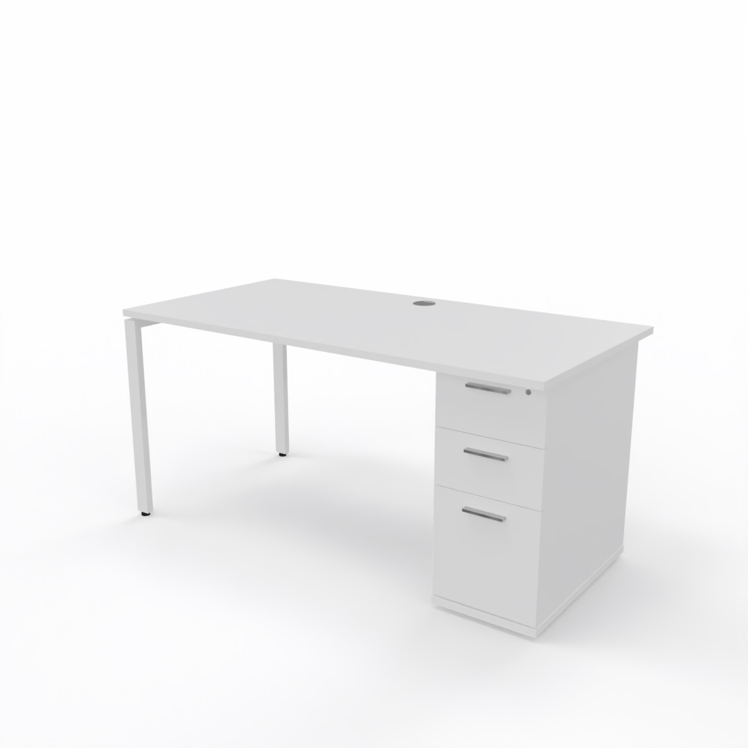 slim white office desk